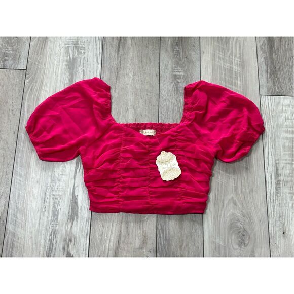 Altar’d State hot pink ruched crop top size small - Picture 1 of 10